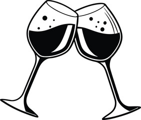 Wine Glass Silhouette, Vector Design