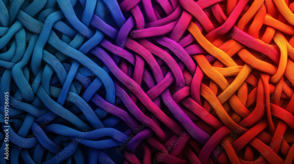Poster vibrant colorful woven pattern showcasing dynamic texture and depth.