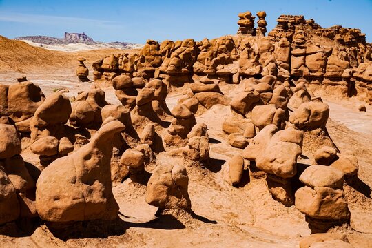 Rock formations at Goblin Valley State Park, Utah, showcasing intriguing shapes