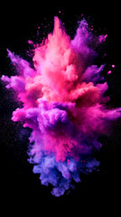 Fototapeta premium Vibrant explosion of colorful powder creates a stunning visual effect on a dark background.