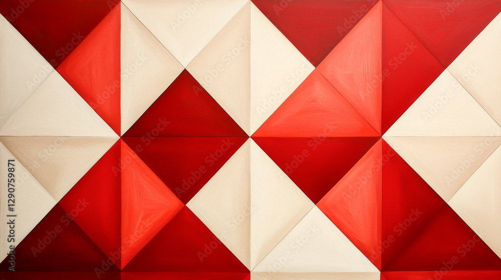 Poster vibrant geometric patterns with red and cream colors for modern design projects.