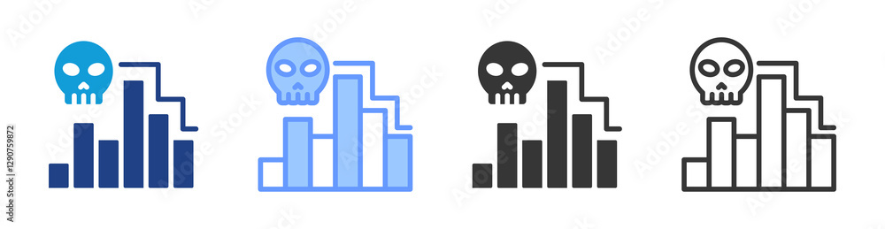 Poster mortality icon set multiple style collection