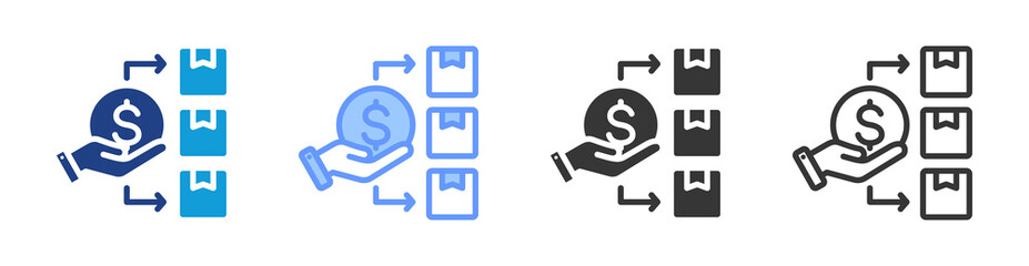 Expense icon set multiple style collection