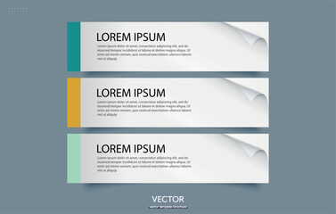 Abstract advertising template with shadows and folding. Business Infographics With Folded Paper Effect. For use in Presentation, Flyer and Leaflet, Cards, Landing, Website Design. Vector illustration