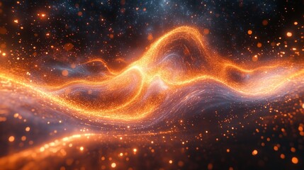 Fototapeta premium Abstract fiery wave, cosmic dust, energy flow, digital art, background