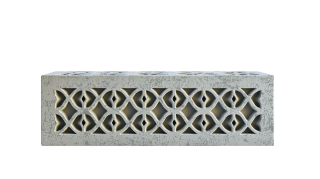 Intricate Decorative Cement Block with Cut-Out Patterns for Artistic Installations