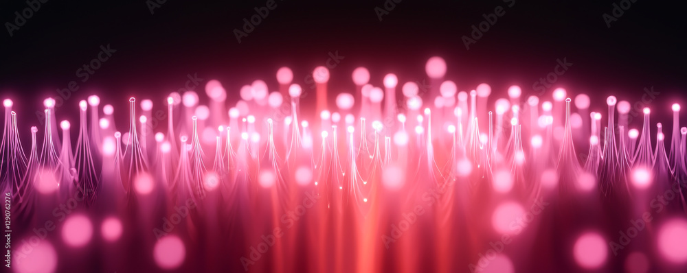Poster vibrant pink particles create a stunning visual display on a dark background.