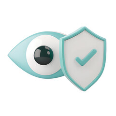 3D icon style, 3D Eye with a Shield, isolated on a transparent background