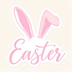 Minimalist Light Pink Bunny Ears Easter Sticker Design