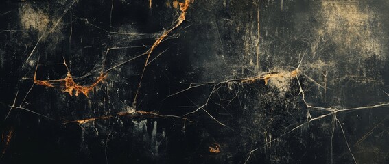 Web of intricate spider silk threads shimmering in dim light, creating a mysterious and captivating backdrop in a darkened space