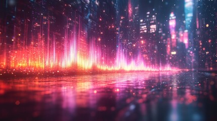 Obraz premium Cyberpunk city, neon glow, rain, futuristic background, website banner