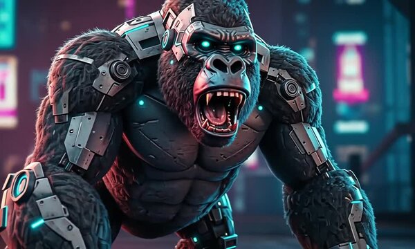 Fierce Cyber Gorilla in Battle Mode