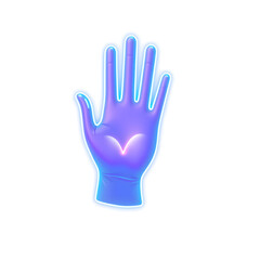 Obraz premium Glove holographic 3D icon. neon symbol vector illustration isolated on white background. Generative AI