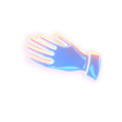 Obraz premium Glove holographic 3D icon. neon symbol vector illustration isolated on white background. Generative AI