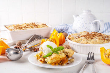 Homemade autumn pumpkin crisp cobbler