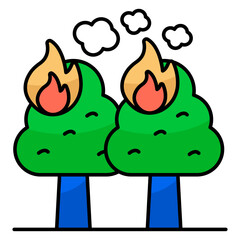 Editable design icon of forest fire