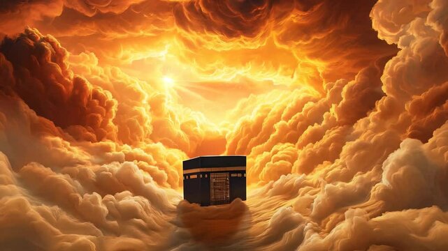 Majestic Kaaba Floating Among the Clouds: A Divine and Spiritual Perspective