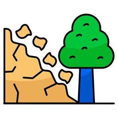 A flat design icon of landslide