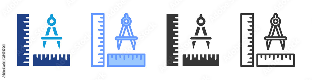 Poster Measurement icon set multiple style collection