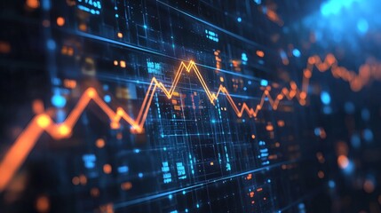 Index fund investment strategy explained with digital charts and performance graphs, copy space on the right.