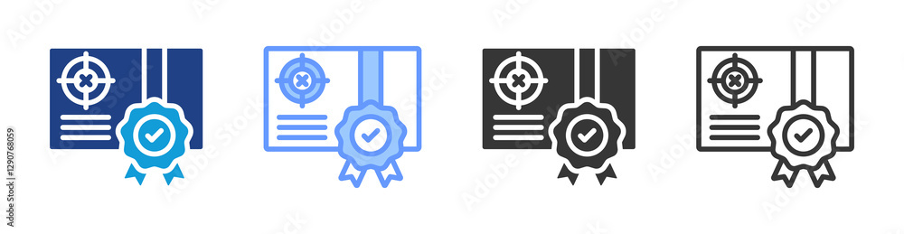 Poster Calibration Certificate icon set multiple style collection