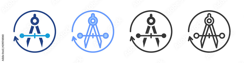 Poster Calibration Process icon set multiple style collection