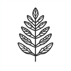 Line Art Branch with Leaves Botanical Illustration