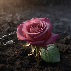 Red rose with water droplet