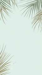 Elegant palm leaves illustration on sage green background for natural aesthetics. Generative AI