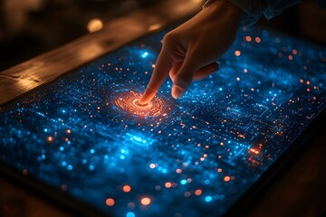 Obraz premium Futuristic Touchscreen Interaction for Digital Technology and Innovation Design