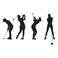 female golf player silhouettes