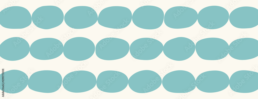 Poster the background features a minimalist style with teal oval shapes on a cream background, creating a t