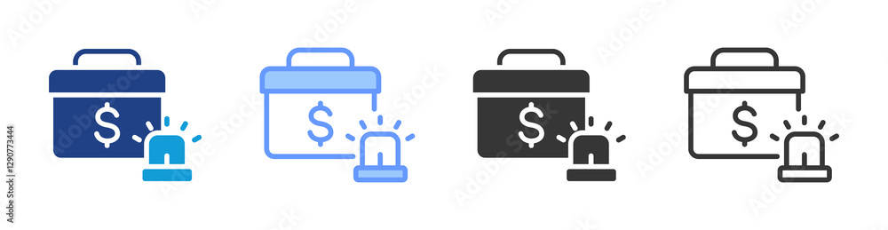 Poster emergency fund icon set multiple style collection