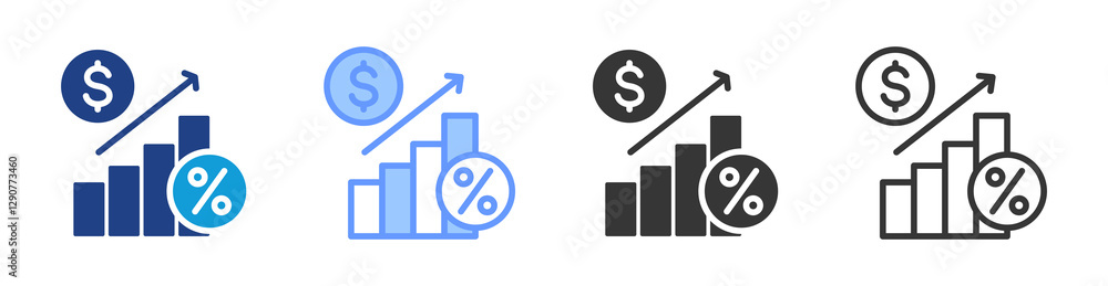 Poster interest rate icon set multiple style collection
