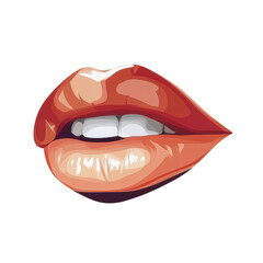 Obraz premium Lips with red lipstick illustration on a transparent background