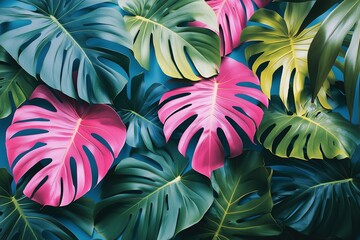 Vibrant Blue Tropical Leaves Create a Calming Natural Decor for Indoor Spaces