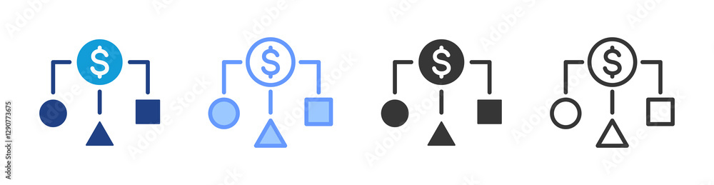 Poster Diversification icon set multiple style collection