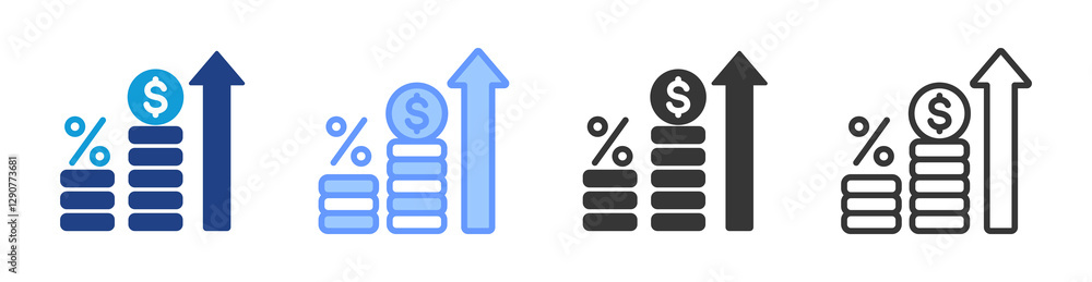Poster inflation icon set multiple style collection