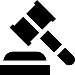 Gavel icon featuring a wooden hammer, symbolizing law, justice, and judicial authority. Ideal for court, legal proceedings, and governance themes

