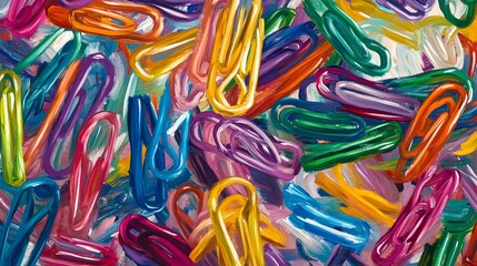 Vibrant Impressionist Paperclip Arrangement in Playful Abstract Patterns