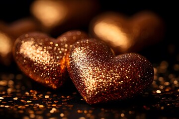 Glittering Gold Heart Shapes for Valentine's Day Decor and Romantic Designs
