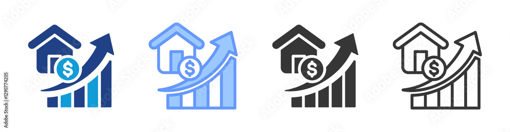 Poster cost of living icon set multiple style collection