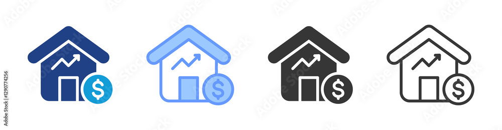 Poster home equity icon set multiple style collection