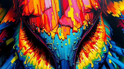 Symmetrical Vision: A Vivid Abstract Expression of Color, Motion, and Energy in a Stylized Bird-Inspired Digital Artwork