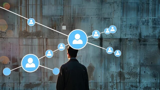 Individual stands contemplatively against a textured wall, reflecting on personal connections amidst urban surroundings during dusk