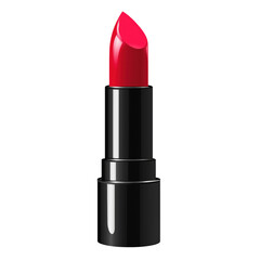 Red lipstick in a black tube illustration on a transparent background