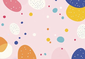 Colorful abstract shapes on pastel background with dots and speckles