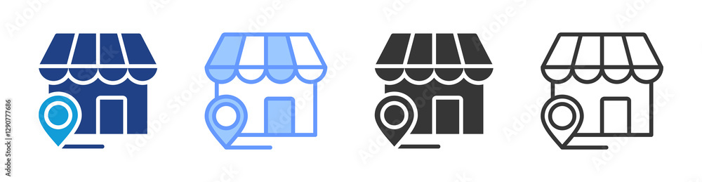 Aufkleber market icon set multiple style collection