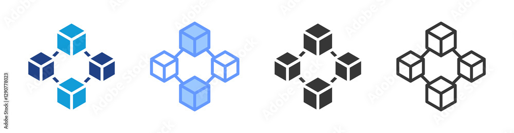 Aufkleber Block Chain icon set multiple style collection
