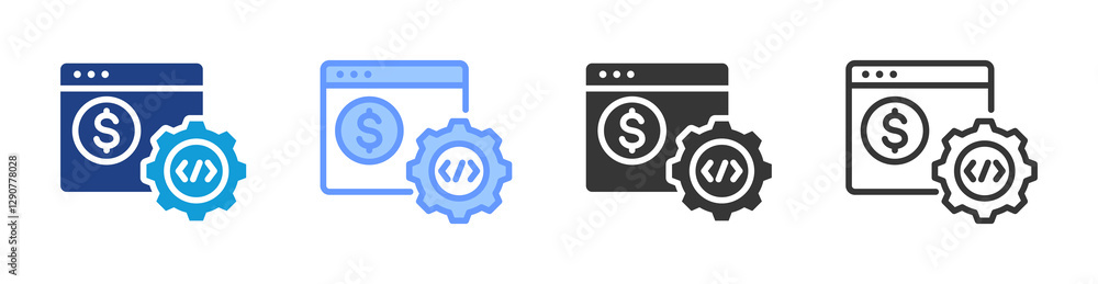 Poster Fintech icon set multiple style collection